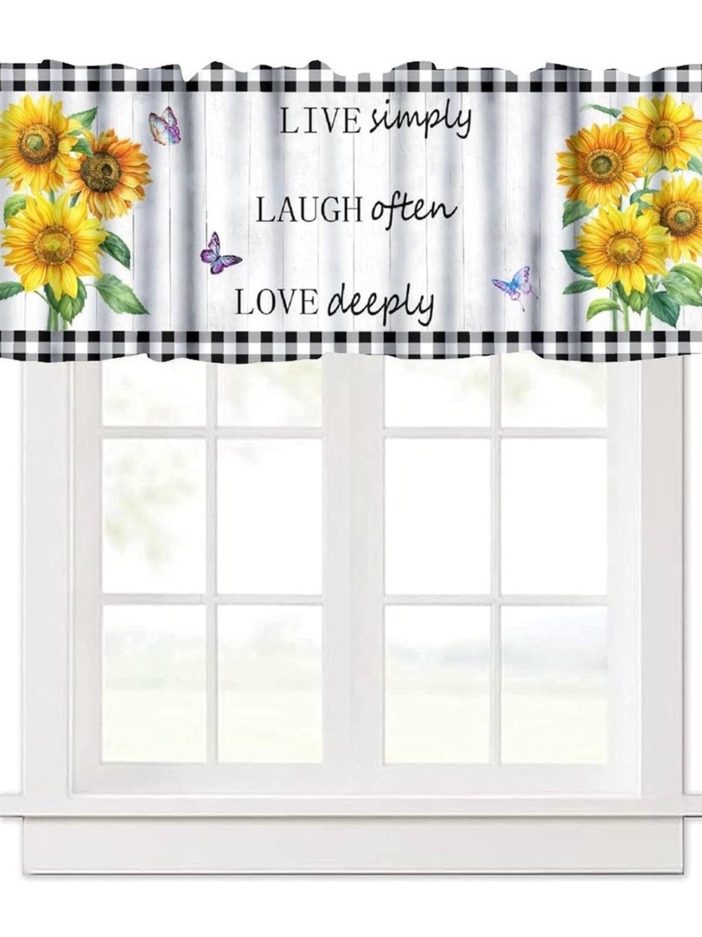 Sunflower 'Live Simply Laugh Often Love Deeply' Window Valance - Yellow